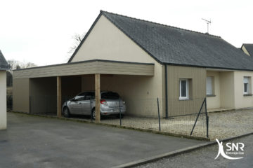 Réalisation d un agrandissement maison vitré en bois pour création d un abris de jardin et d une zone de stockage